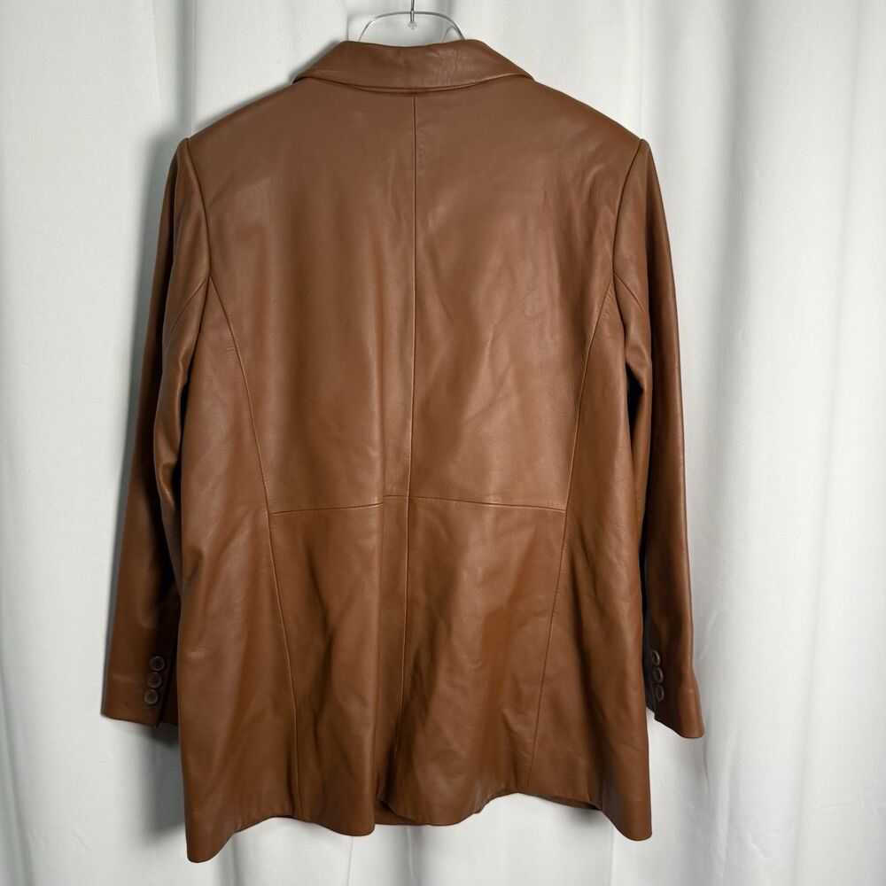 Preston & York Genuine Lambskin Leather Blazer In Cognac Brown Sz 1X - Picture 4 of 8